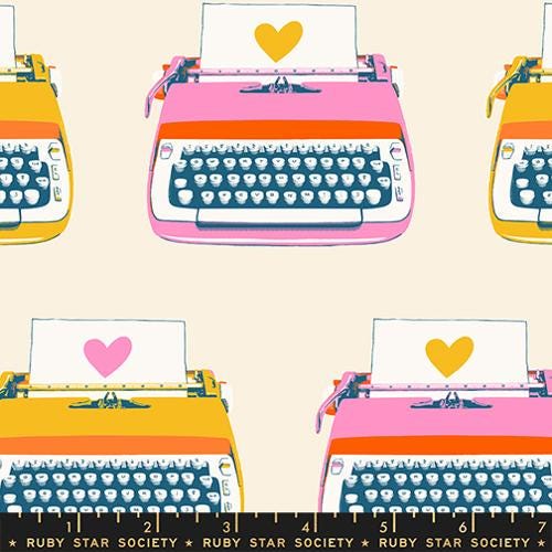 Best Day Ever “Typewriters” in Natural by Ruby Star Society Fabric