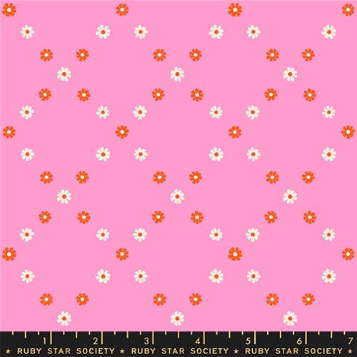 Best Day Ever “Diamond Flowers” in Flamingo by Ruby Star Society Fabric
