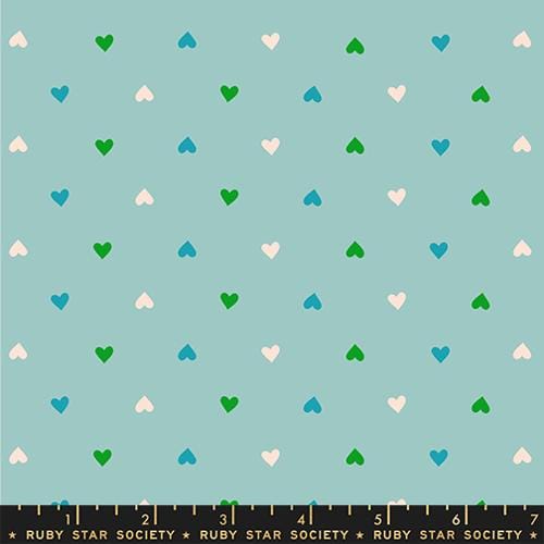 Best Day Ever “Hearts” in Turquoise by Ruby Star Society Fabric