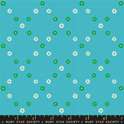 Best Day Ever “Diamond Flowers” in Dark Turquoise by Ruby Star Society Fabric