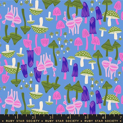 Hello Alice “Mushroom Land” in Lindley Blue by Ruby Star Society Fabric