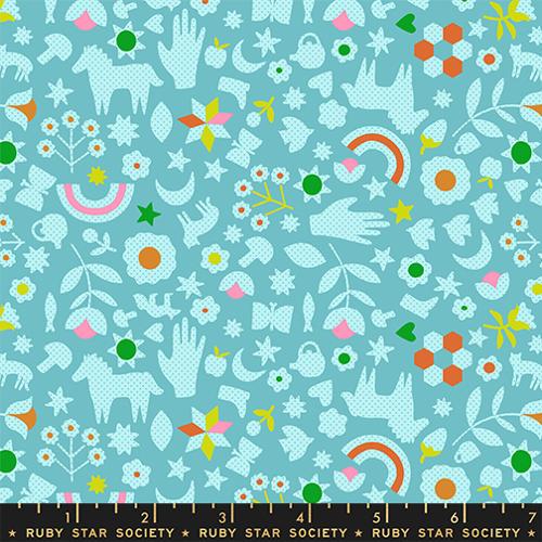 Catnap “Little Luck” in Turquoise by Ruby Star Society Fabric