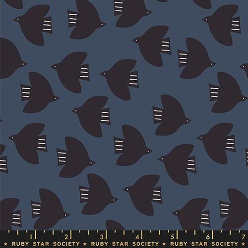 Catnap “Birds” in Smoke by Ruby Star Society Fabric