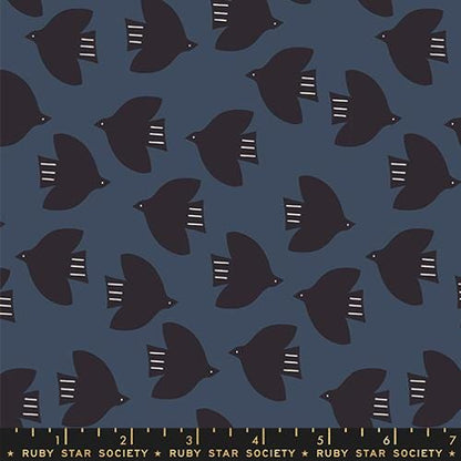 Catnap “Birds” in Smoke by Ruby Star Society Fabric