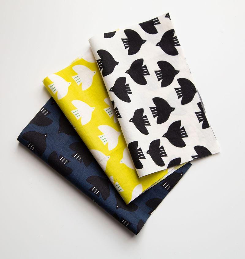 Catnap “Birds” in Smoke by Ruby Star Society Fabric