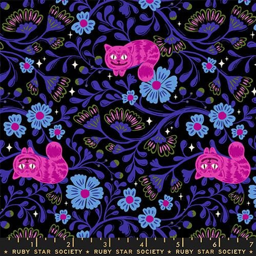 Hello Alice “Cheshire” in Black by Ruby Star Society Fabric