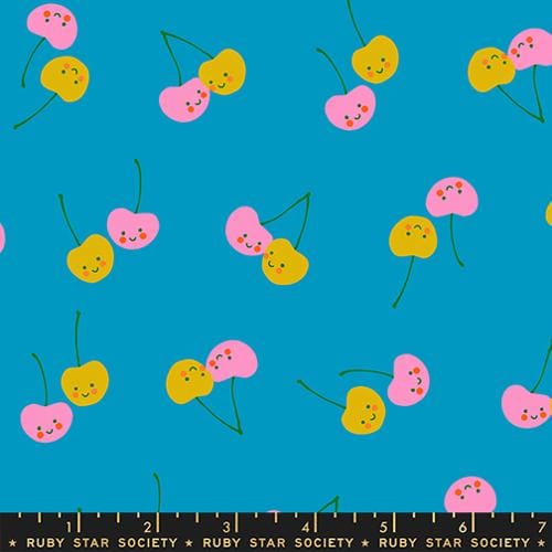 Trinketry "Cherry Friends" in Bright Blue by Ruby Star Society Fabric