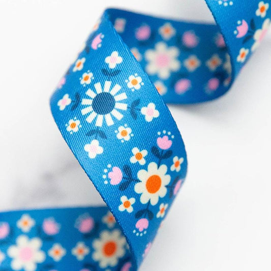 1.5" Florametry Blue Webbing by Stitch Supply Co and Ruby Star Society