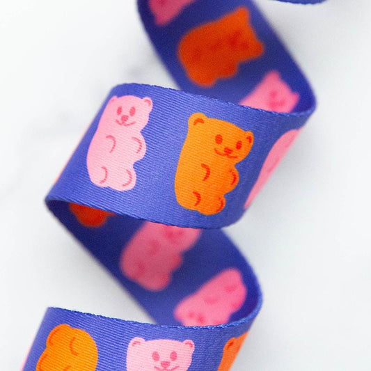 1.5" Gummy Bears Blue Webbing by Stitch Supply Co and Ruby Star Society