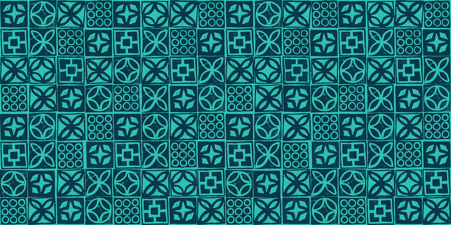 Poolside Too “Architectural Blocks” in Peacock by Ruby Star Society Fabric