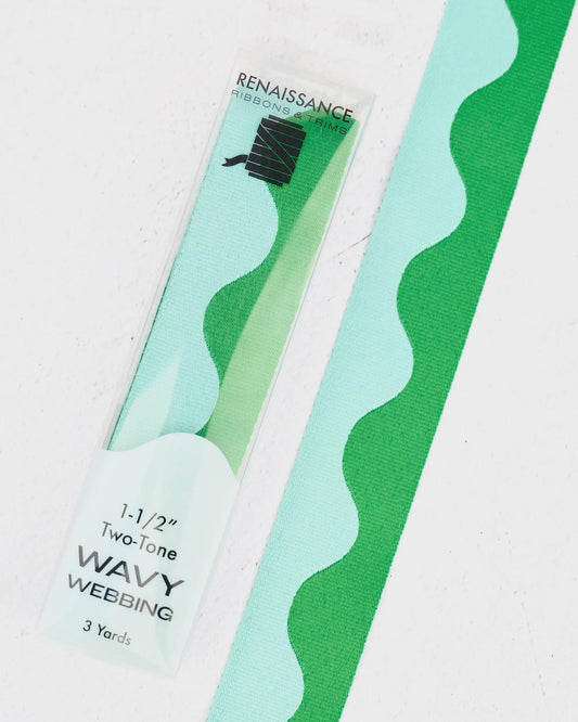 1.5" Wavy Webbing 3 Yards in Ocean Wave by Renaissance Ribbons