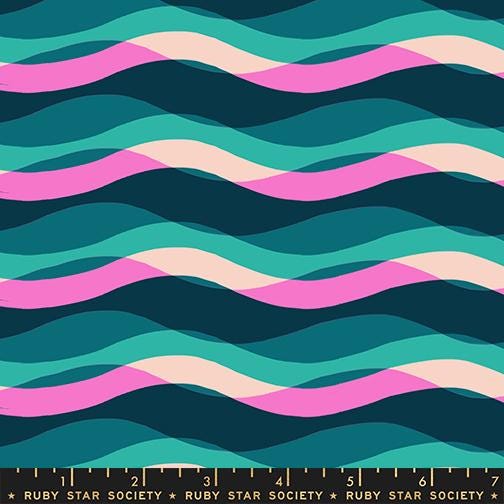 Poolside Too “Waves” in Peacock by Ruby Star Society Fabric