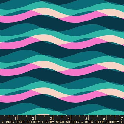 Poolside Too “Waves” in Peacock by Ruby Star Society Fabric