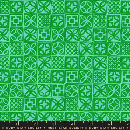 Poolside Too “Architectural Blocks” in Verdant by Ruby Star Society Fabric