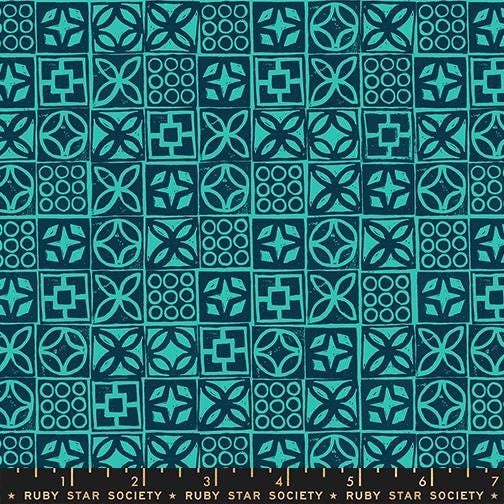 Poolside Too “Architectural Blocks” in Peacock by Ruby Star Society Fabric
