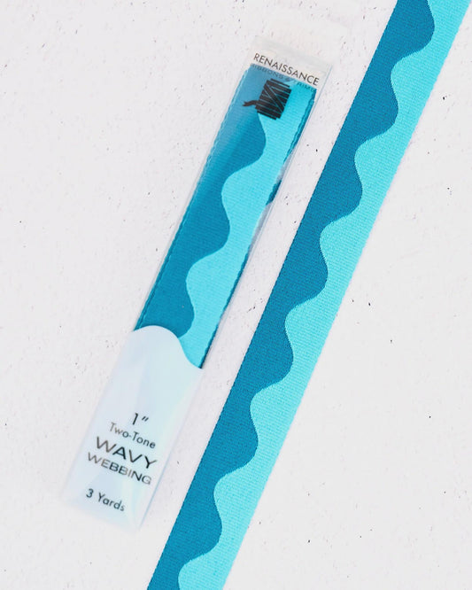 1" Wavy Webbing 3 Yards in Aquamarine by Renaissance Ribbons